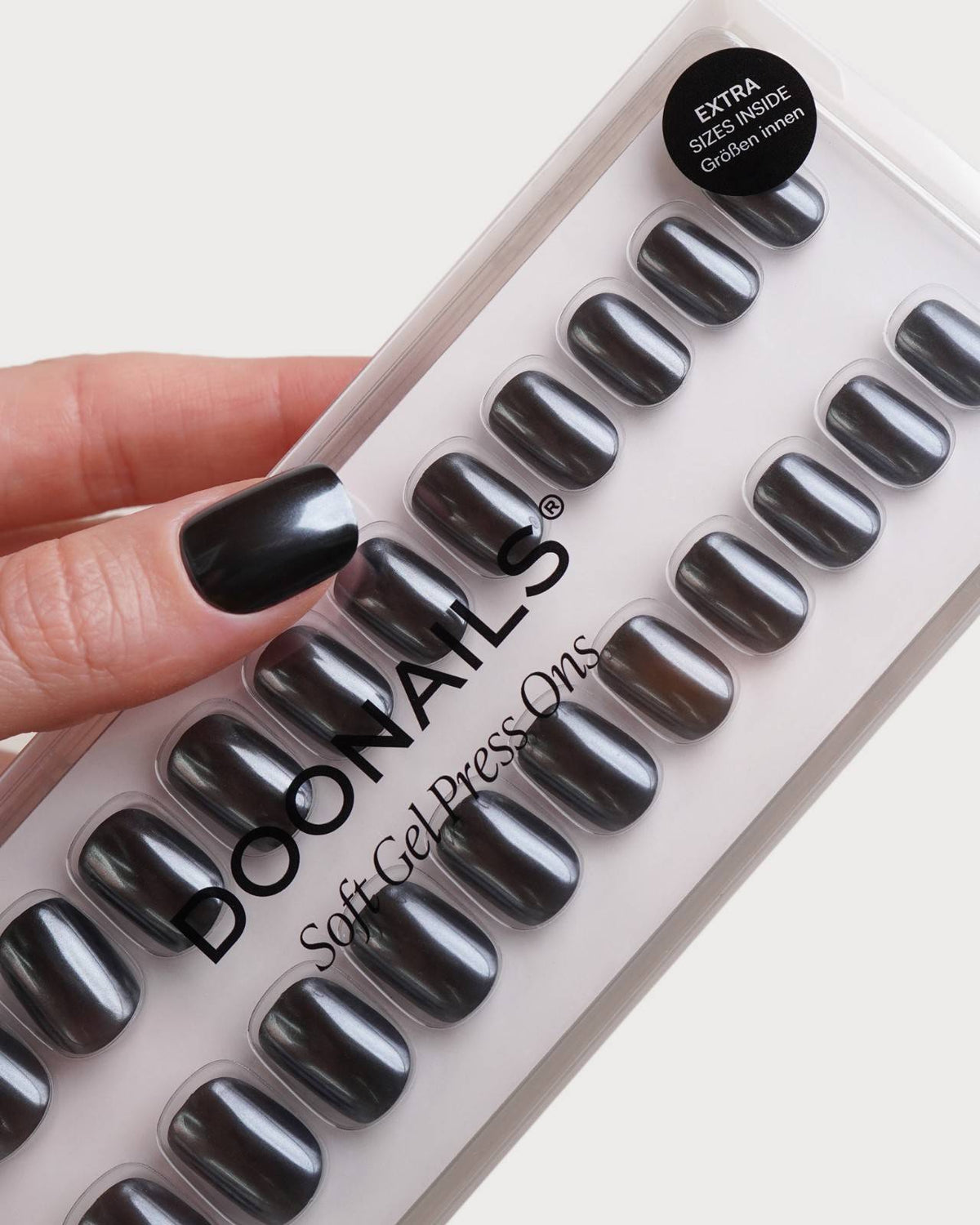 Black Pearl Extra Short Square Soft Gel Press Ons