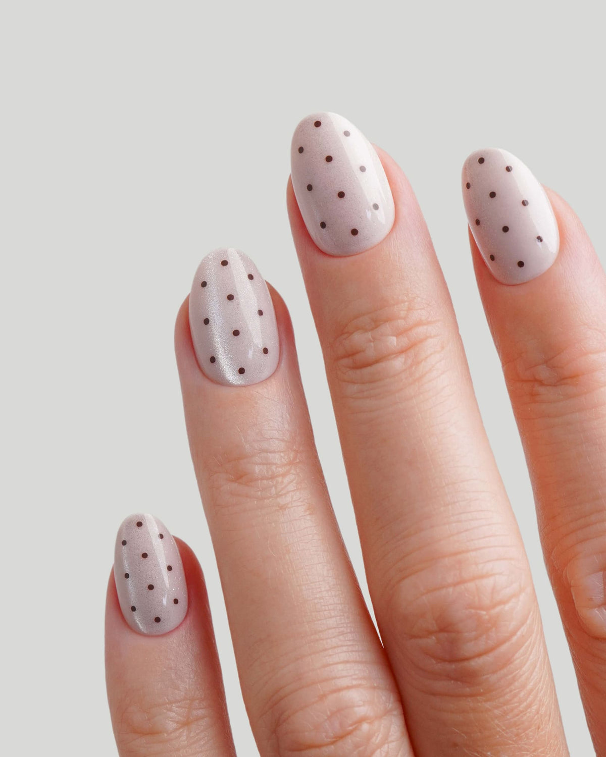 Blush Cat Eye Polka Dots Short Round Soft Gel Press Ons