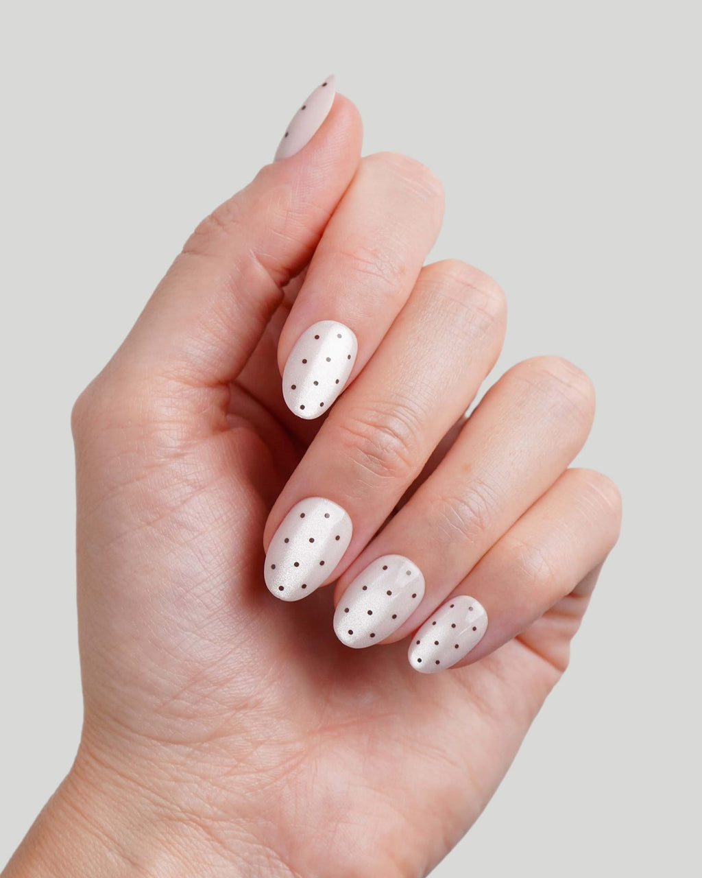 Blush Cat Eye Polka Dots Short Round Soft Gel Press Ons