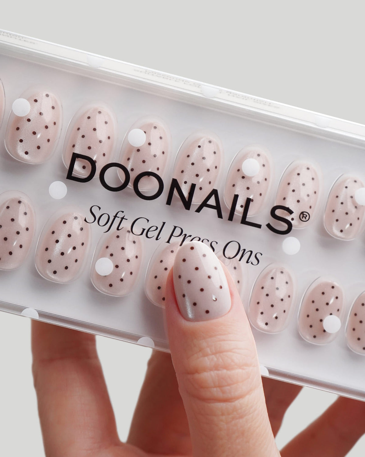 Blush Cat Eye Polka Dots Short Round Soft Gel Press Ons