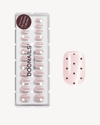 Blush Cat Eye Polka Dots Short Square Soft Gel Press Ons
