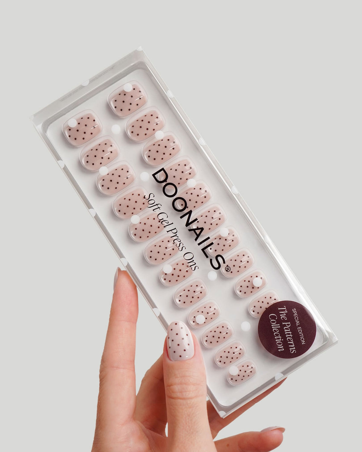 Blush Cat Eye Polka Dots Short Square Soft Gel Press Ons
