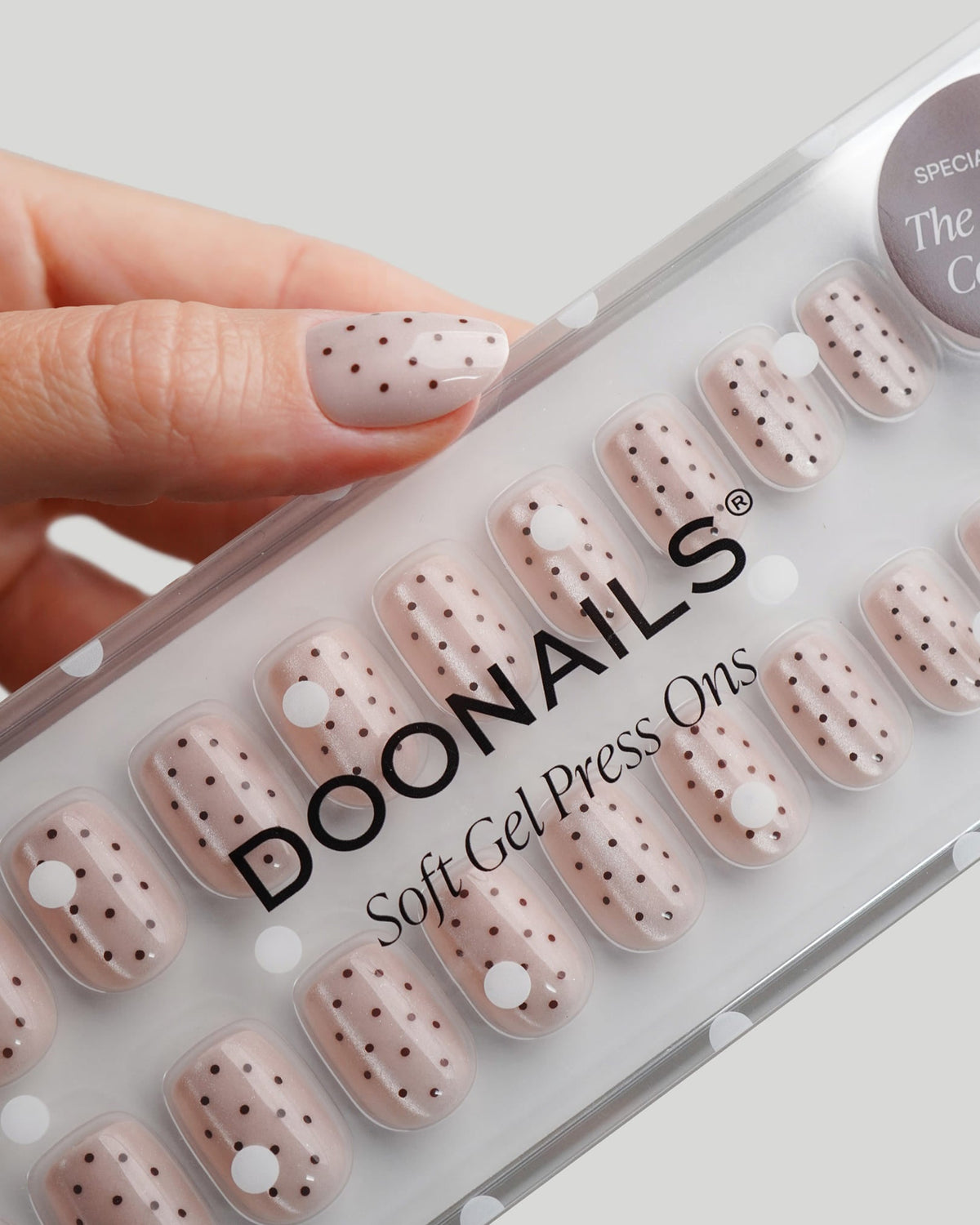 Blush Cat Eye Polka Dots Short Square Soft Gel Press Ons
