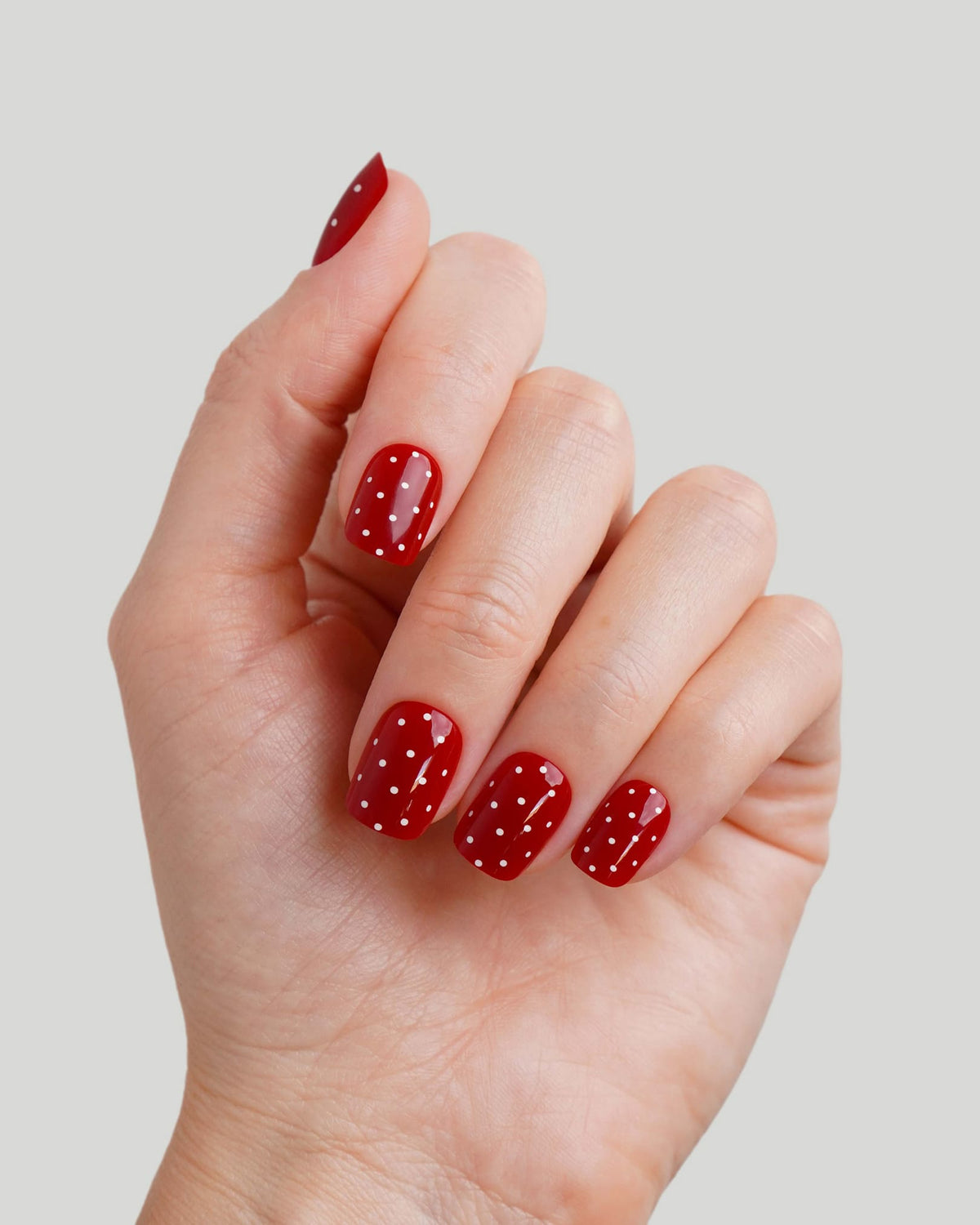 Cherry Polka Dots Extra Short Square Soft Gel Press Ons