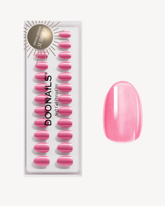 Glass Pink Cat Eye Short Round Soft Gel Press Ons