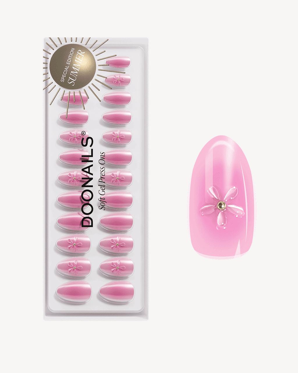 Glazed Pink Lotus Short Almond Soft Gel Press Ons