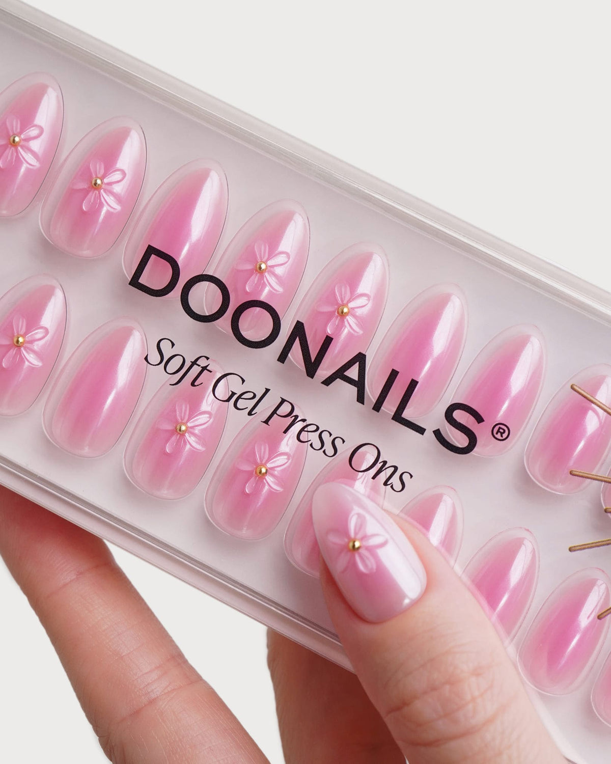 Glazed Pink Lotus Short Almond Soft Gel Press Ons