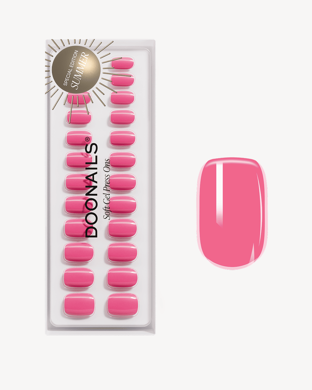Hot Pink Short Square Soft Gel Press Ons