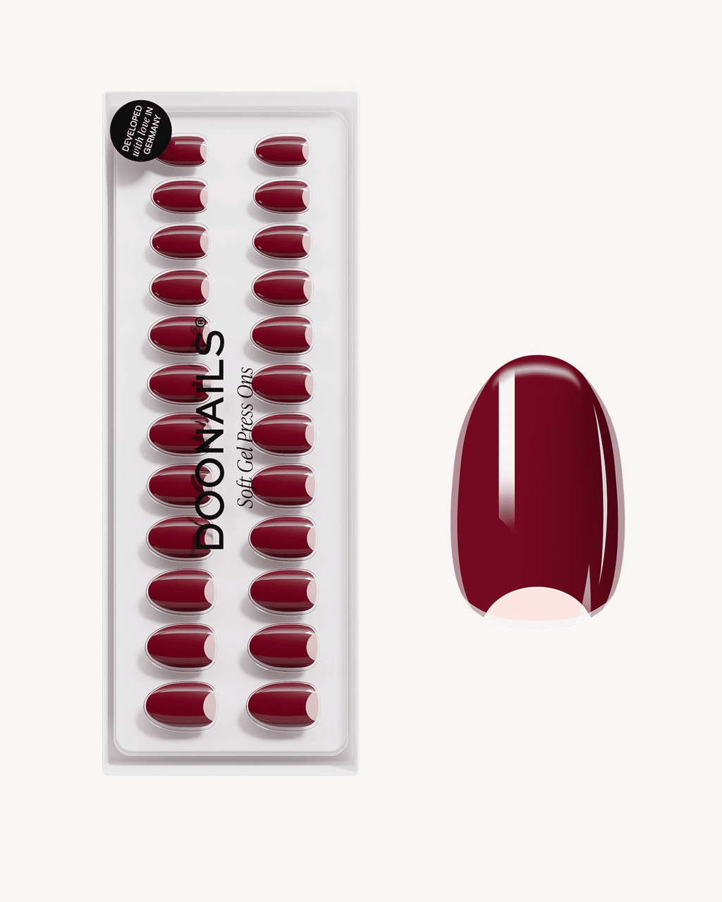 Mademoiselle Bordeaux Short Round Soft Gel Press Ons