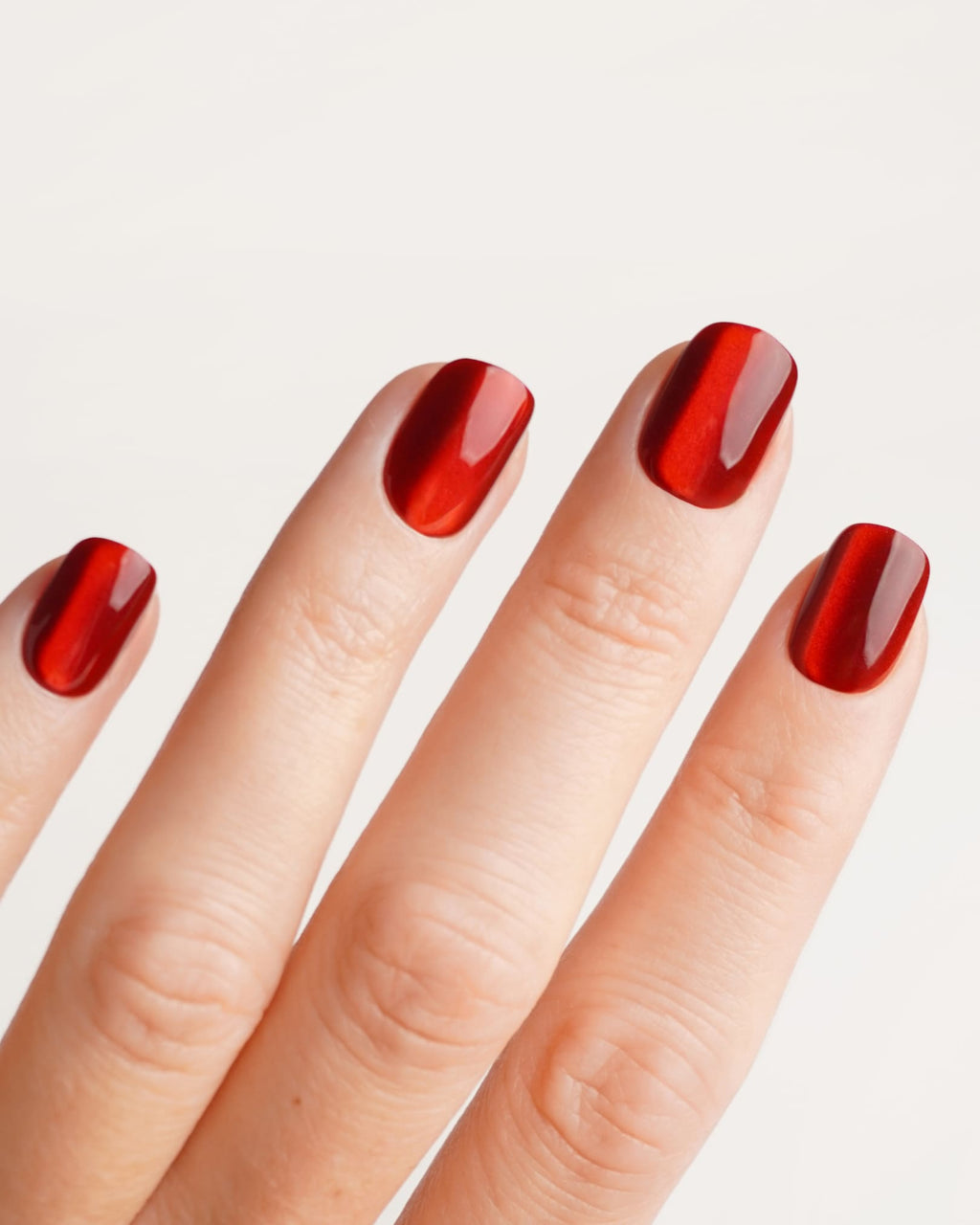 Red Cat Eye Extra Short Square Soft Gel Press Ons