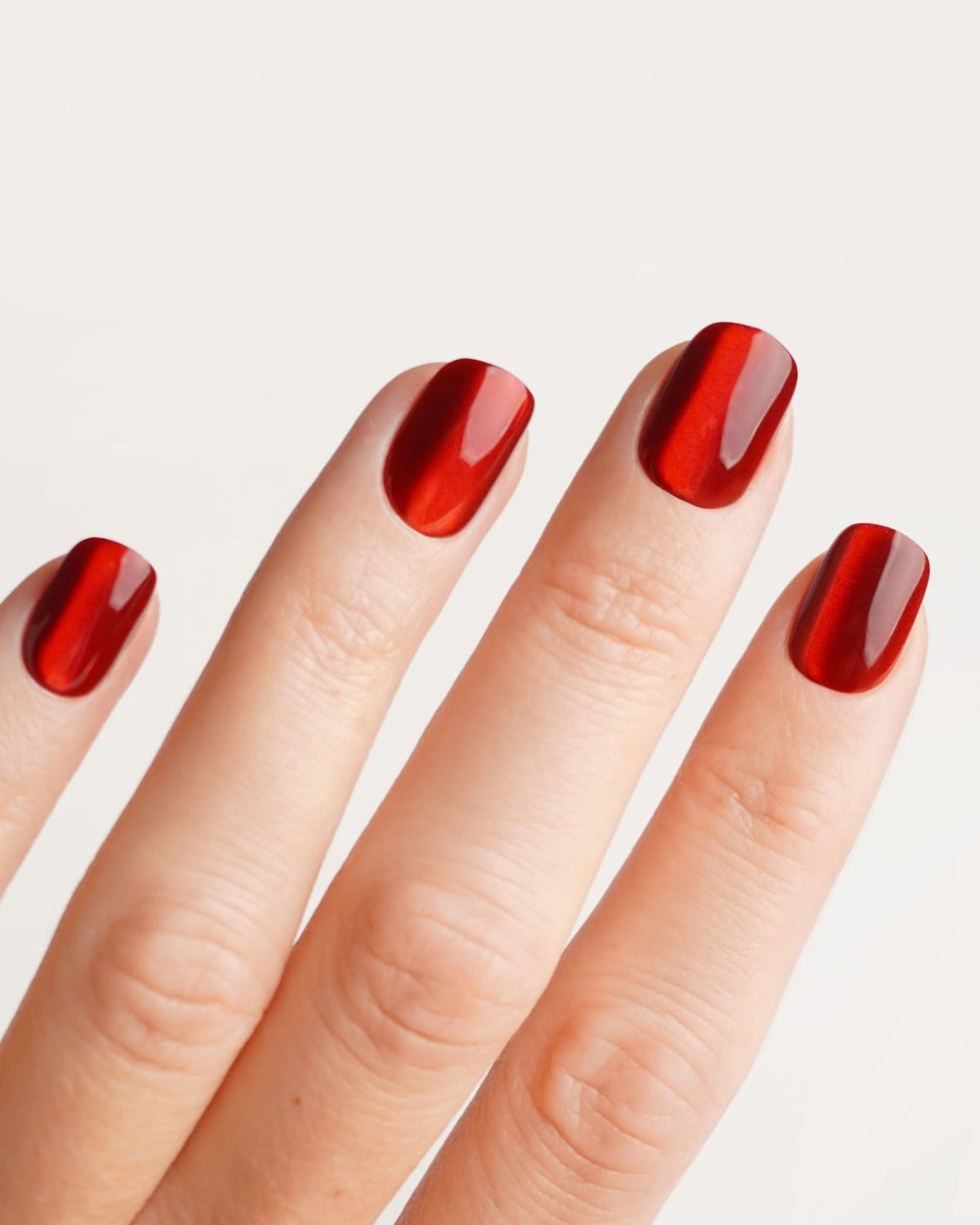 Red Cat Eye Extra Short Square Soft Gel Press Ons