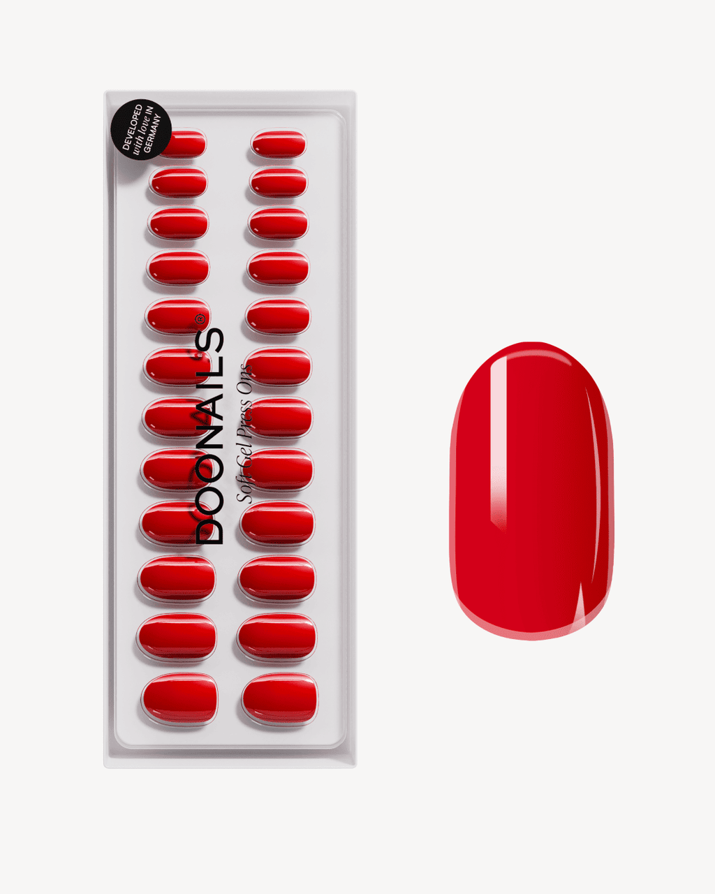 Rose Red Medium Round Soft Gel Press Ons