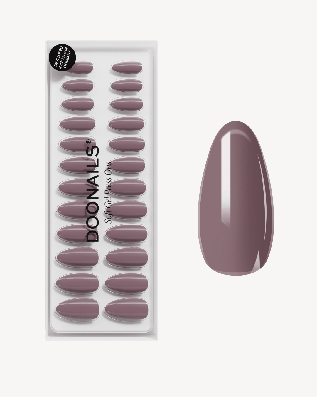 Silent Night Mauve Medium Almond Soft Gel Press Ons