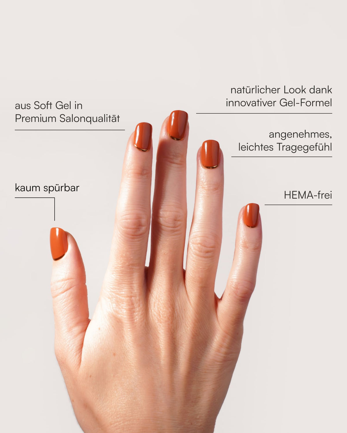Cinnamon Extra Short Square Soft Gel Press Ons