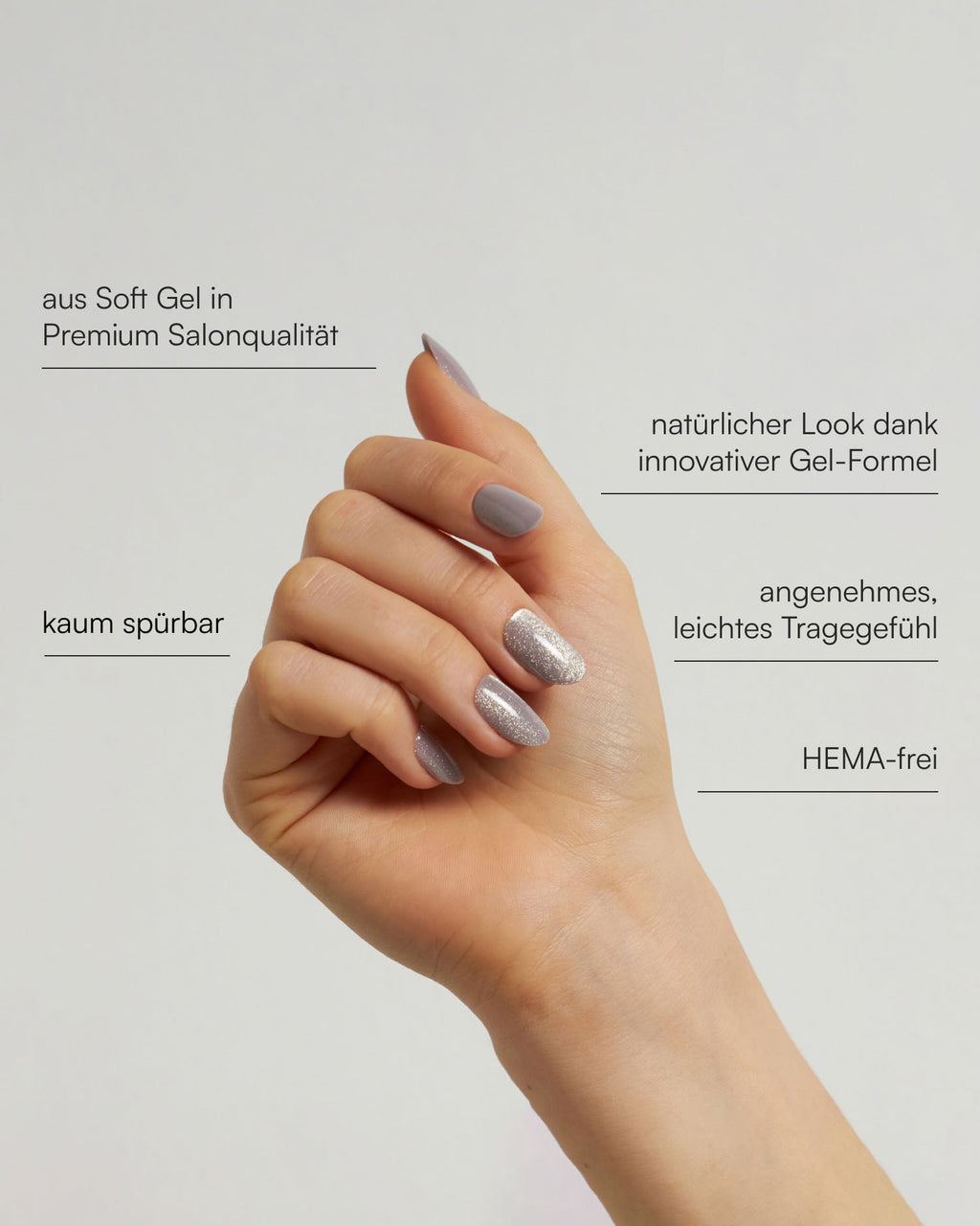 Grey Cat Eye Medium Round Soft Gel Press Ons