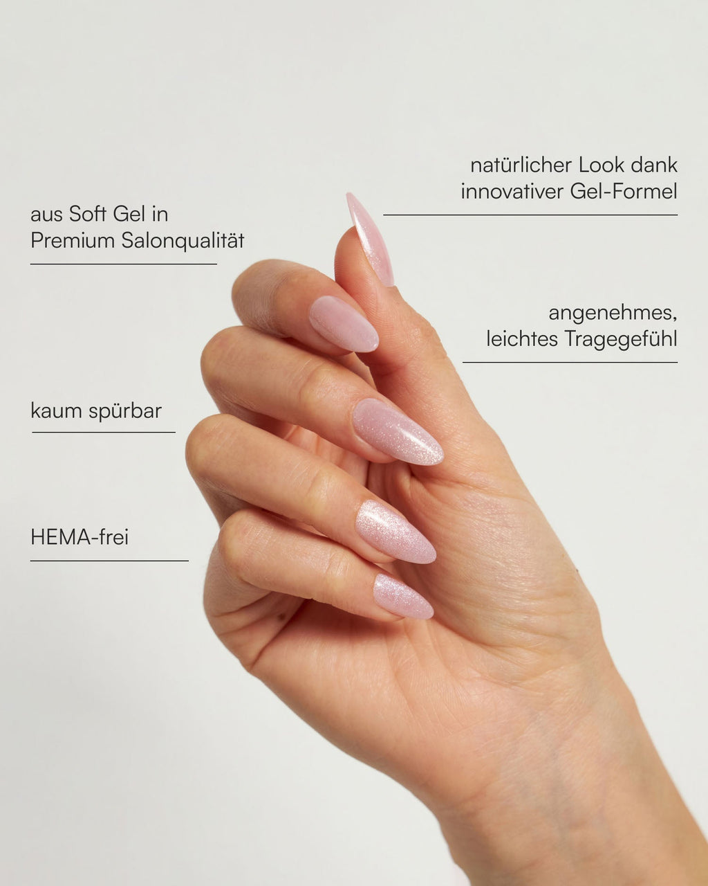 Rose Cat Eye Medium Almond Soft Gel Press Ons