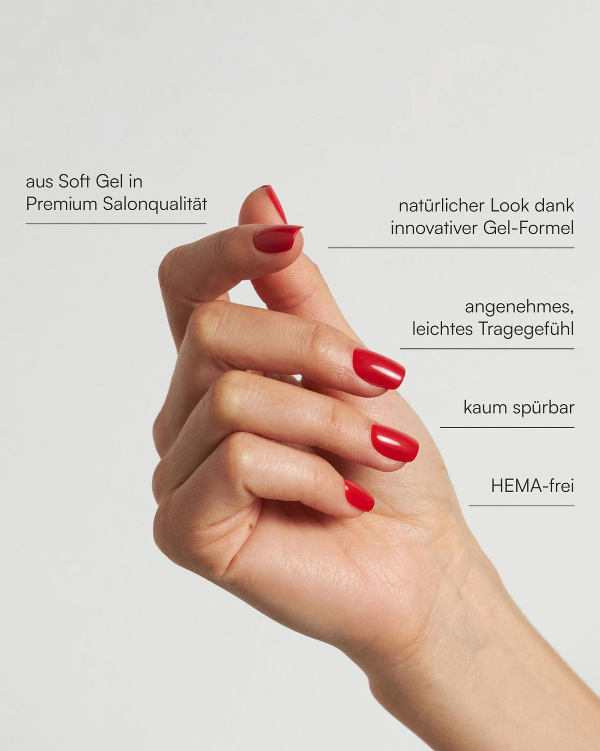 Rose Red Short Square Soft Gel Press Ons