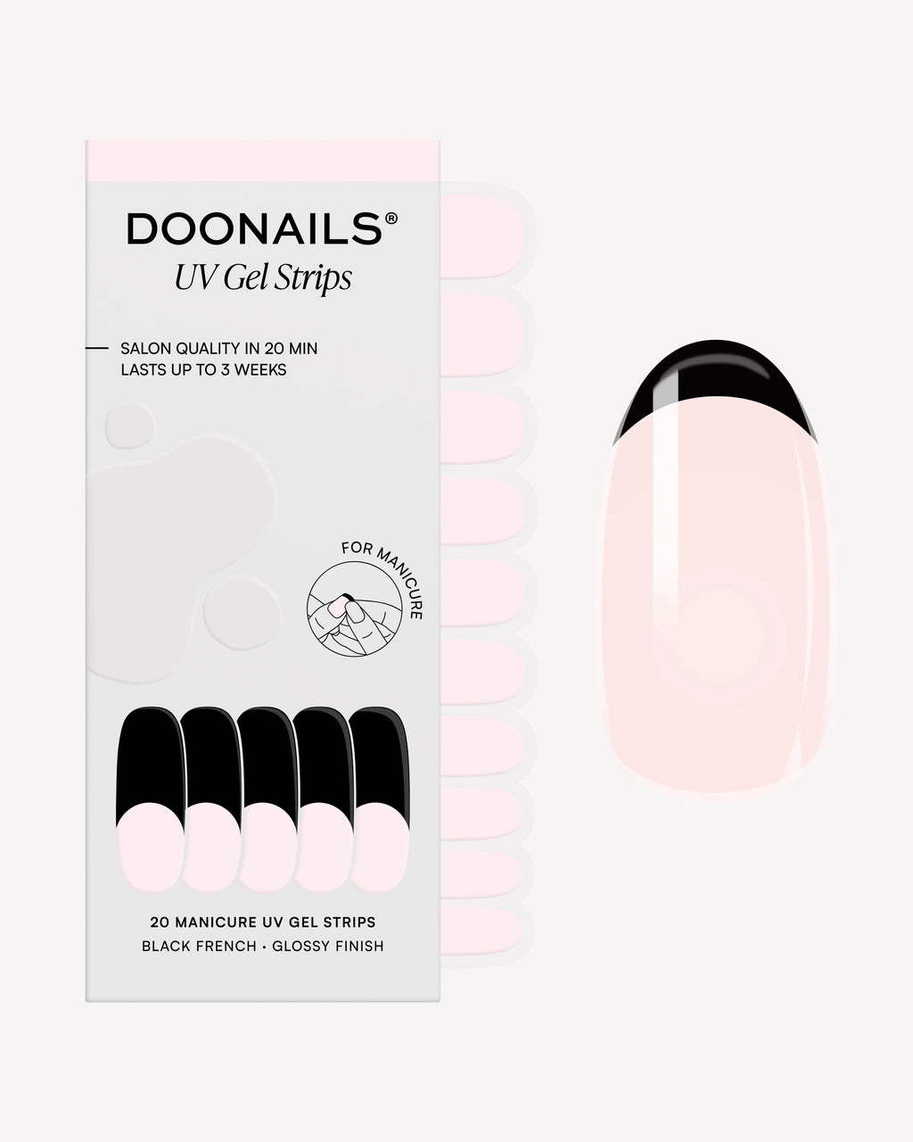 Black French UV Gel Strips