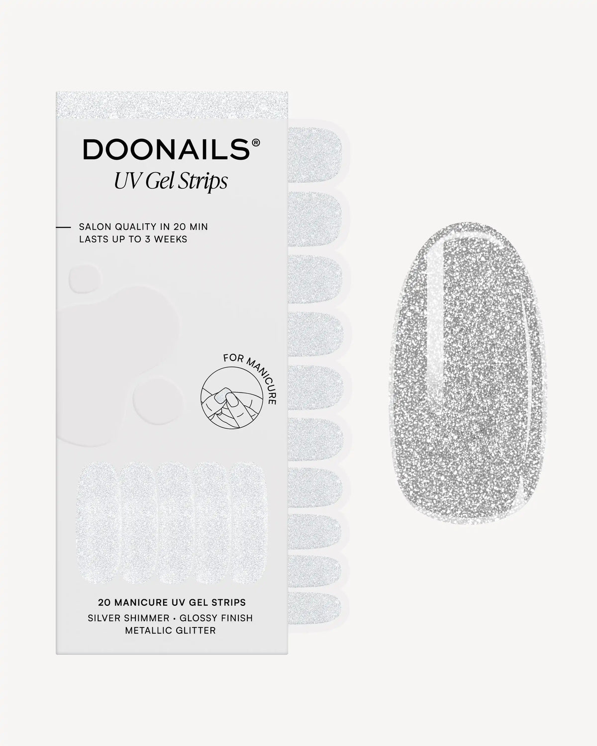 Silver Shimmer UV Gel Strips