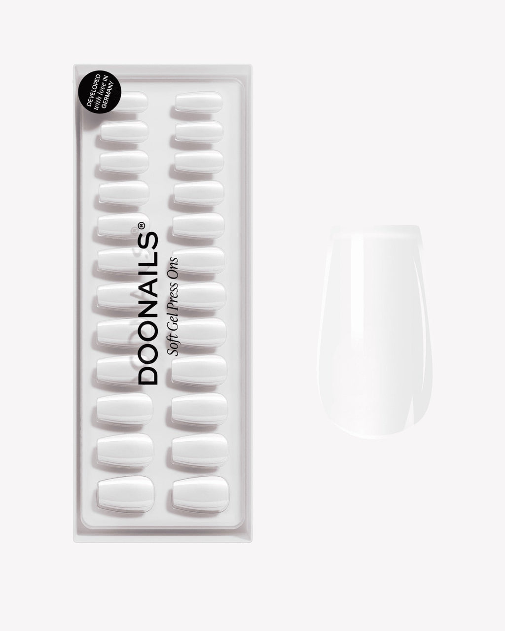 Snow White Short Coffin Soft Gel Press Ons